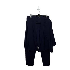 Vintage Eileen Fisher Navy Blue Outfit Pants Open Front Cardigan Petite Large